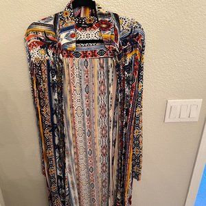 Beautiful floor length colorful kimono